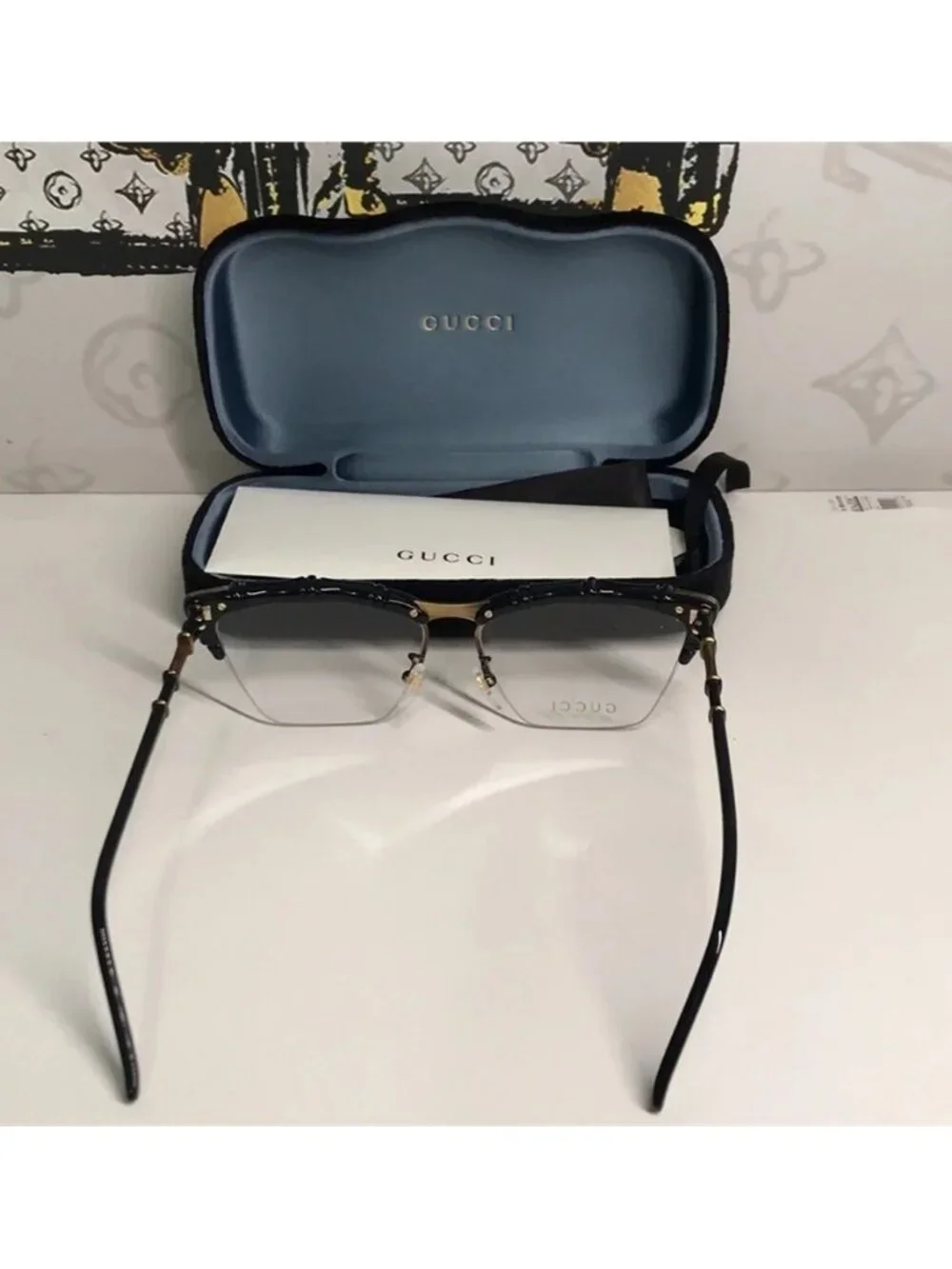 New Authentic Gucci Black and Brown Eyeglasses GG0660o 001